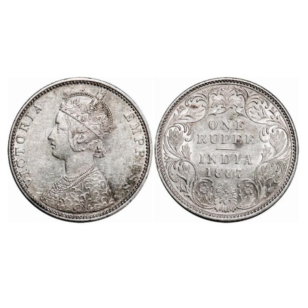 Victoria Empress, Silver, Rupee, 1887, Bombay Mint, C2/I, 'B' incused, Traces of neumeral 