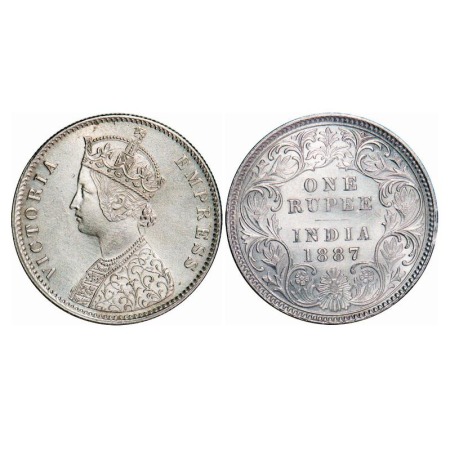 Victoria Empress, Silver, Rupee, 1887, Calcutta Mint, A4/I(i), 'C' incused. F. Prid 127. G