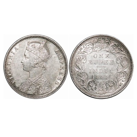 Victoria Empress, Silver, Rupee, 1888, Bombay Mint, C2/I, 'B' raised. F. Prid 174. GK 551.