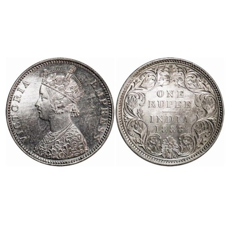 Victoria Empress, Silver, Rupee, 1888, Bombay Mint, C2/I, 'B' raised, Planchet flaw on Obv
