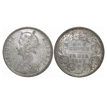 Victoria Empress, Silver, Rupee, 1889, Bombay Mint, C2/I, 'B' Incused. F. Prid 177. GK 564