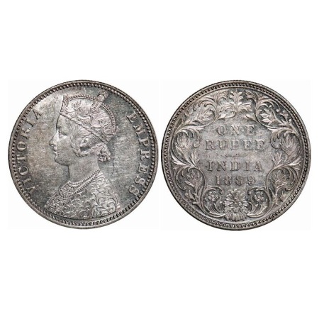 Victoria Empress, Silver, Rupee, 1889, Bombay Mint, C2/I, 'B' incused. F. Prid 177. GK 564