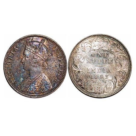 Victoria Empress, Silver, Rupee, 1892, Bombay Mint, C2/I, 'B' incused. F. Prid 181. GK 572