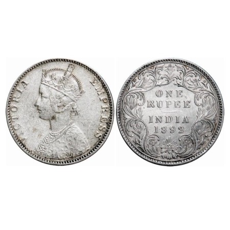 Victoria Empress, Silver, Rupee, 1892, Bombay Mint, C2/I(ii), 'B' raised. F. Prid 180. GK 