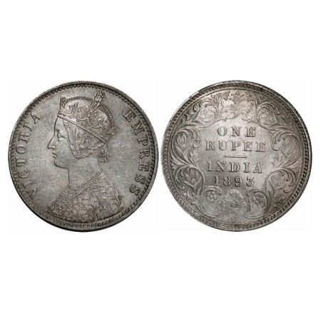 Victoria Empress, Silver, Rupee, 1893, Calcutta Mint, C3/I(i), 'C' incused, raised line at