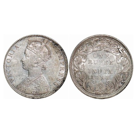 Victoria Empress, Silver, Rupee, 1898, Bombay Mint, C2/I(ii), 'B' incused. F. Prid 184. GK