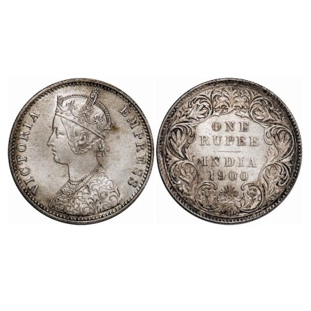 Victoria Empress, Silver, Rupee, 1900, Calcutta Mint, C3/I(i), 'C' incused. F. Prid 138. G