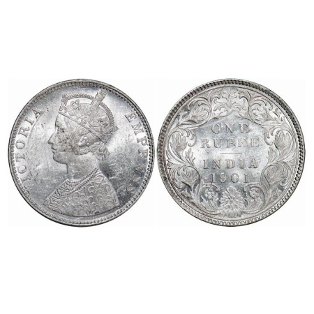 Victoria Empress, Silver, Rupee, 1901, Bombay Mint, C2(ii)/I, 'B' incused. F. Prid Unliste