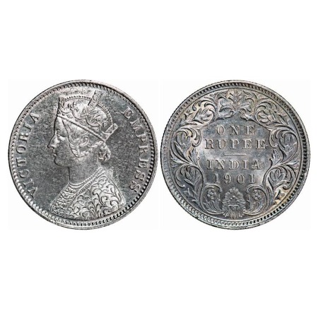 Victoria Empress, Silver, Rupee, 1901, Calcutta Mint, C3/I(i), 'C' incused, Both numeral 1