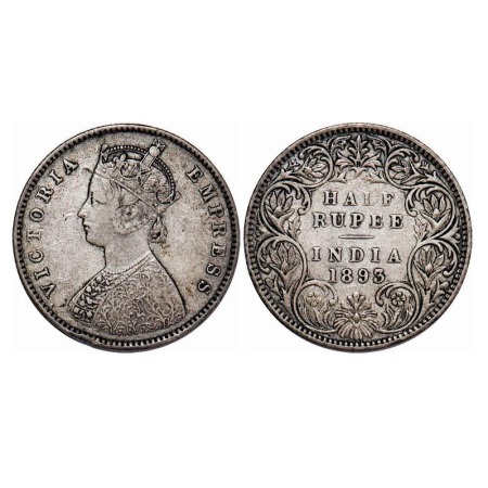 Victoria Empress, Silver, Half Rupee, 1893, Bombay Mint, A/I, 'B' incused, Ex-Mount. F. Pr