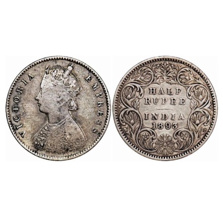 Victoria Empress, Silver, Half Rupee, 1893, Calcutta Mint, A/I, 'C' incused. F. Prid 277. 