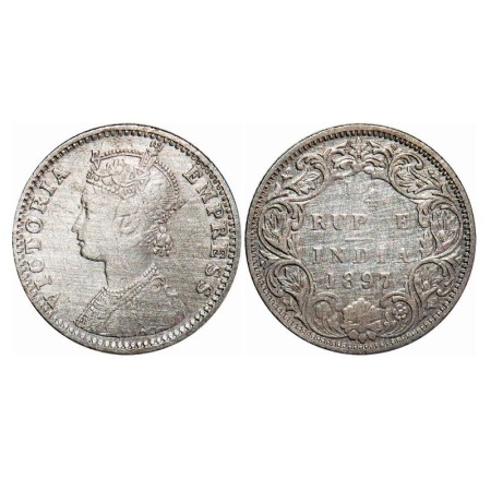 Victoria Empress, Silver, 1/4 Rupee, 1897, Bombay Mint, C(i)/I, 'B' incused. F. Prid 430. 