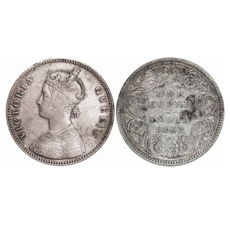 Victoria Queen, Silver, Rupee, 1862