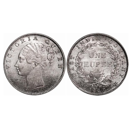 Victoria Queen, Silver, Rupee, 1840, CL, Calcutta Mint, D/VI, w/o 'M' incused, Indian Head
