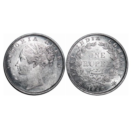 Victoria Queen, Silver, Rupee, 1840, CL, Bombay Mint, C/VI, English Head with Completely M