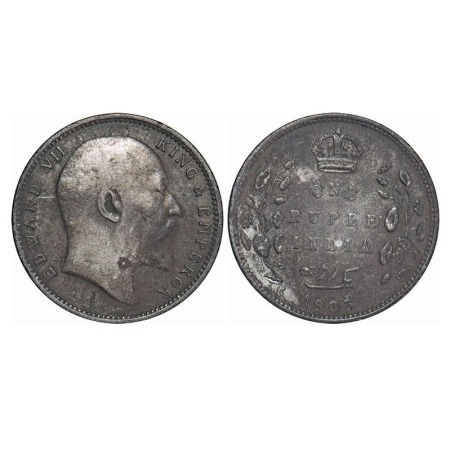 Edward VII, Silver, Rupee, 1903, Bombay Mint, 'B' raised and no dot. F. Prid 198. GK 925. 