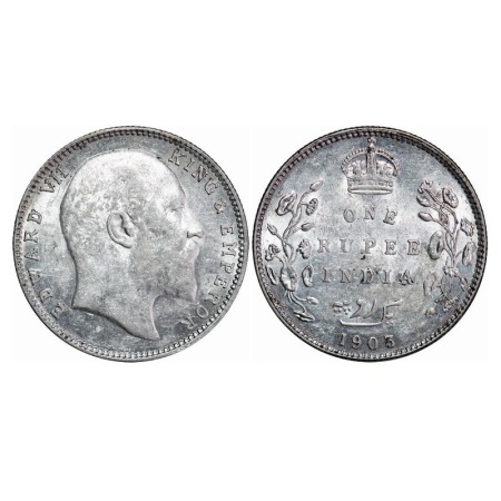 Edward VII, Silver, Rupee, 1903, Bombay Mint, 'B' incused and dot. F. Prid 199. GK 926. Ab