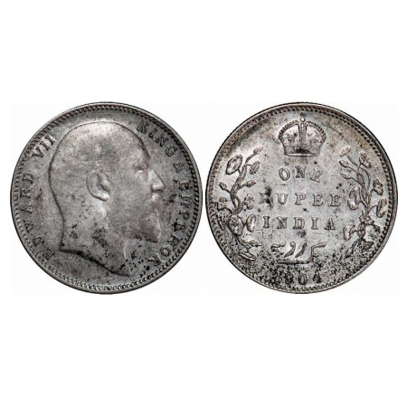 Edward VII, Silver, Rupee, 1904, Bombay Mint, 'B' incused and dot, Error 3 Diamonds, Ghost