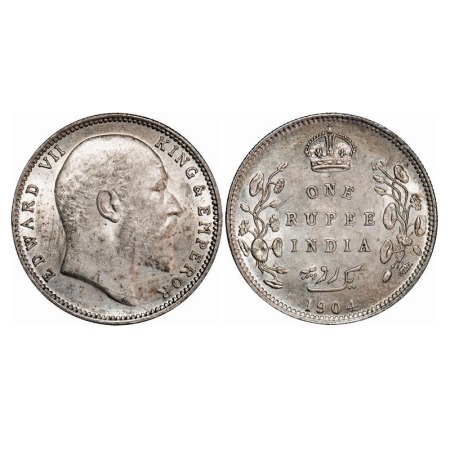 Edward VII, Silver, Rupee, 1904, Bombay Mint, 'B' incused and dot, 5 Diamonds and bottom s