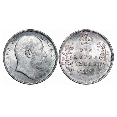 Edward VII, Silver, Rupee, 1904, Bombay Mint, 'B' incused and dot, 'H' mark on Rev rim edg