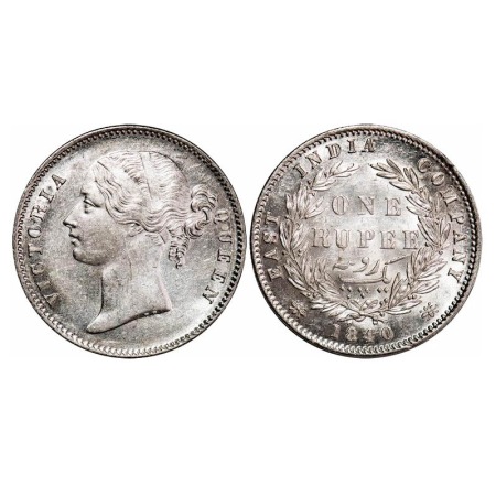 Victoria Queen, Silver, Rupee, 1840, DL, Calcutta Mint, W.W. raised, Large Diamonds, Wreat