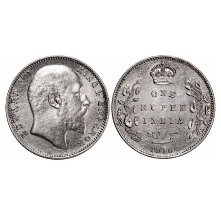 Edward VII, Silver, Rupee, 1910, Bombay Mint, 'B' incused and dot, Less spacing between th