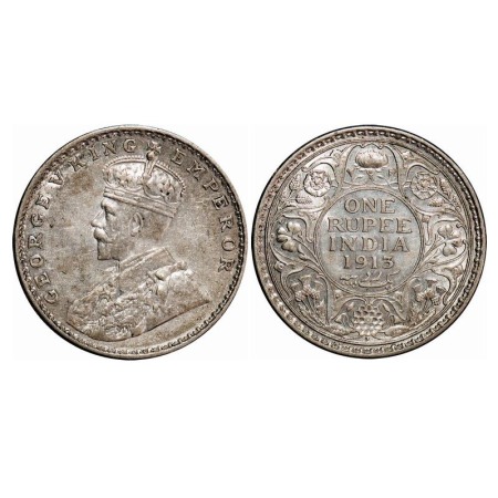 George V, Silver, Rupee, 1913, Bombay Mint, Dot. F. Prid 219. GK 1028. Uncirculated. Very 