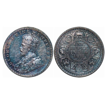 George V, Silver, Rupee, 1913, Bombay Mint, Dot. F. Prid 219. GK 1028. Brilliant Uncircula
