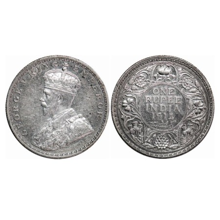 George V, Silver, Rupee, 1915, Bombay Mint, Dot. F. Prid 221. GK 1032. Uncirculated. Very 
