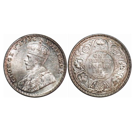 George V, Silver, Rupee, 1917, Bombay Mint, Dot. F. Prid. 223. GK 1036. Uncirculated. Scar