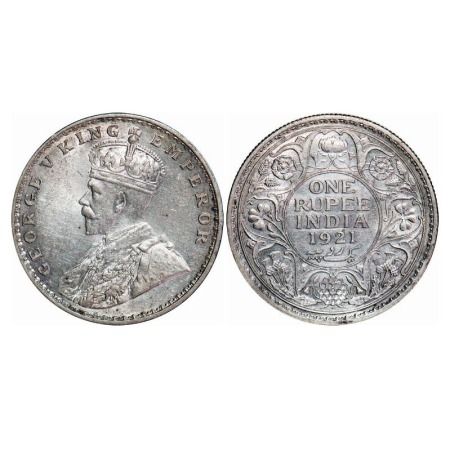 George V, Silver, Rupee, 1921, Bombay Mint, Dot. F. Prid 227. GK 1043. About Uncirculated.