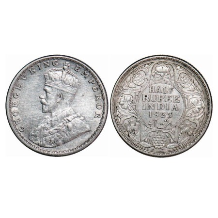 George V, Silver, Half Rupee, 1923, Bombay Mint, Dot, Elephant. F. Prid 345. GK 1062. Extr