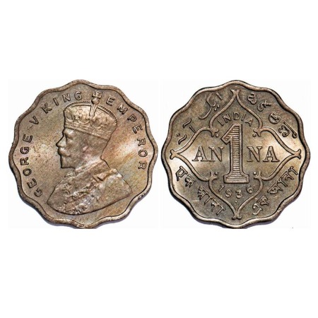George V, Copper-Nickel, 1 Anna, 1936, Bombay Mint, Dot. F. Prid 958. GK 1169. Uncirculate