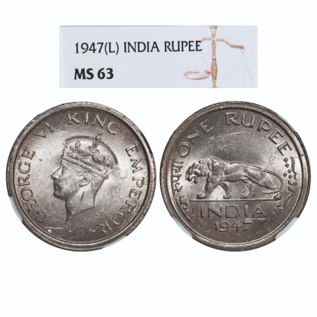 George VI, Nickel, Rupee, 1947, Lahore Mint, E/IV, No mint mark, Security edge. F. Prid 86