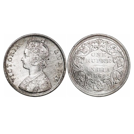 Victoria Queen, Silver, Rupee, 1862, Bombay Mint, B/II/1/0. F. Prid 69. GK 286. Extremely 