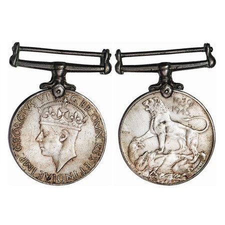 War Medal, George VI, Silver, 1939-1945, Cupro Nickel, awarded to 4134 ---- unreadable. MY