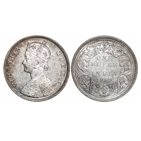 Victoria Queen, Silver, Rupee, 1862, Bombay Mint, B/II/2/0, Die crack on Obv, Double lette