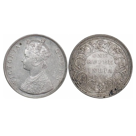 Victoria Queen, Silver, Rupee, 1862, Bombay Mint, B/II/2/0. F. Prid 71. GK 287. Extremely 