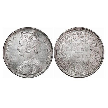 Victoria Queen, Silver, Rupee, 1862, Bombay Mint, B/II/2/0, Double strucked and thin lette
