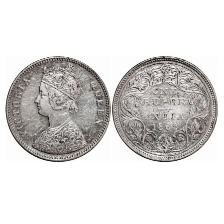 Victoria Queen, Silver, Rupee, 1862, Bombay Mint, A/II/0/4, w/o initial 'J', Top and botto