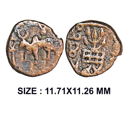 Mitra Dynasty, Agnimitra, Kaushambi Region, (1st BC), Copper Unit, 1.57g, Obv: Humped bull