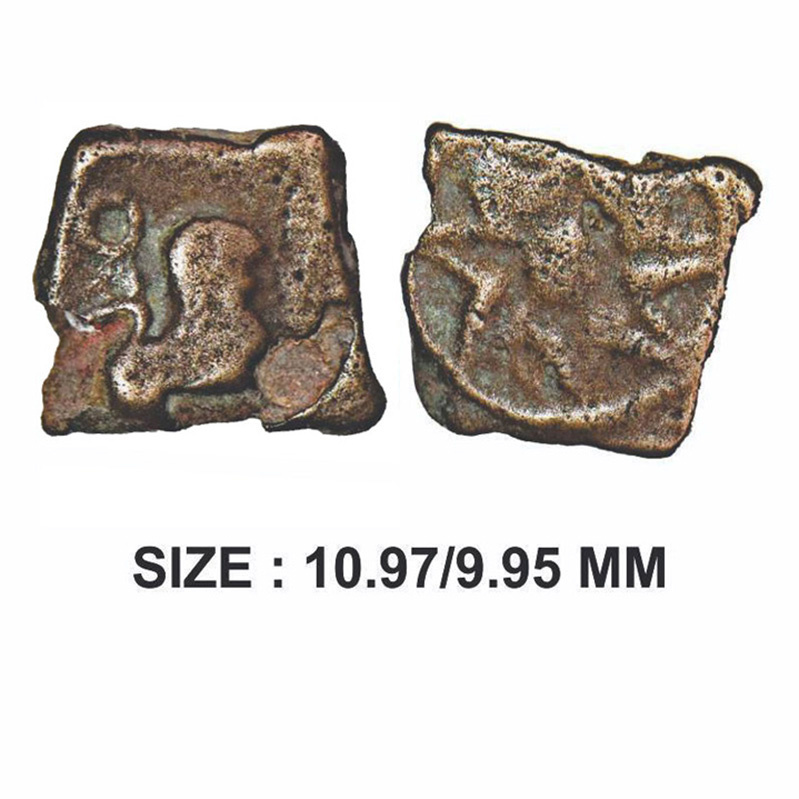Maharathis of Vidarbha Telangana, Varuna, (c.1st AD), Loin Type. Copper Unit, 1.45g, Obv: 