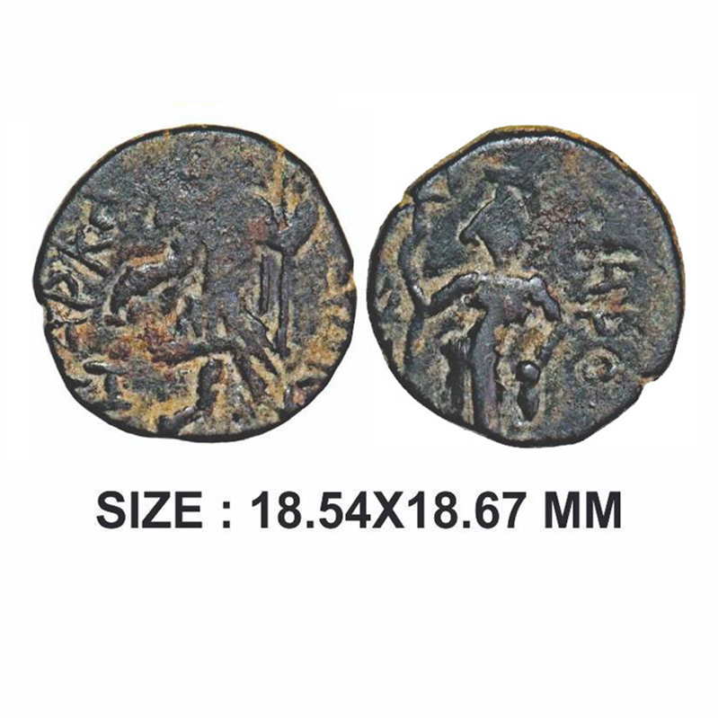Kushanas, Kanishka I (127-150 AD), Copper Quarter Tetradrachm, 4.53g, "Mao type", Obv: Sta