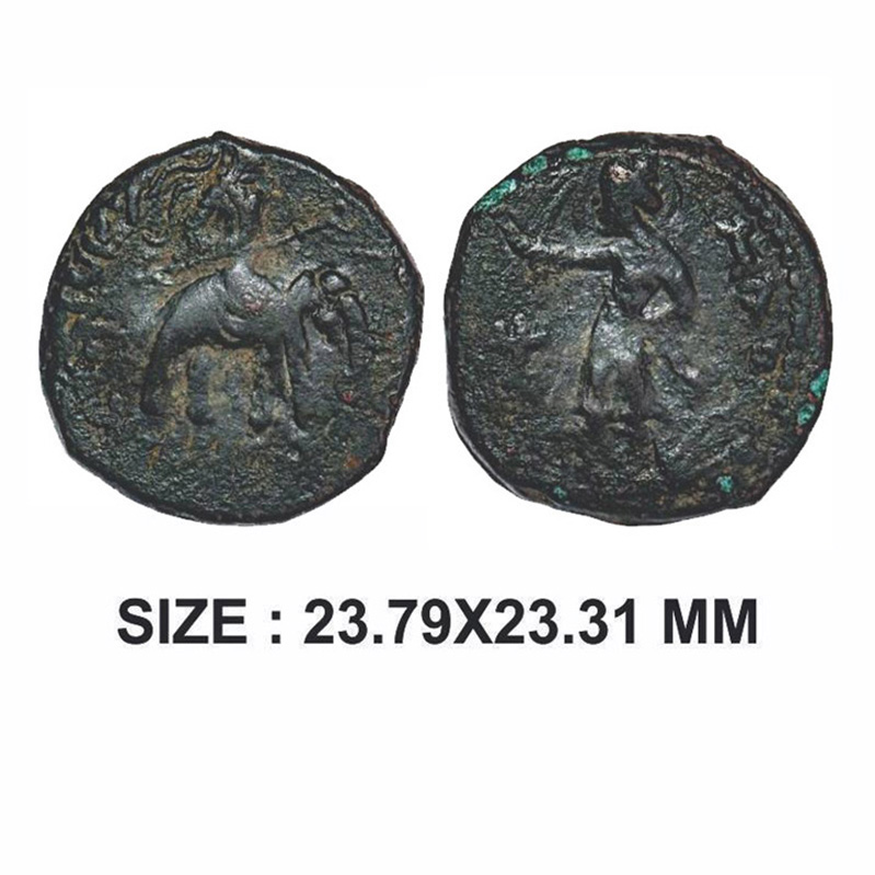 Kushanas, Huvishka (c. 155-190 AD), Copper Unit, 13.76g, Obv: King riding an elephant to r