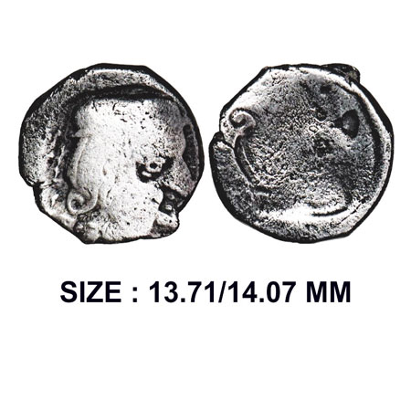 Western Kshatrapas, Obverse brockage most likely of Bhartrudaman/ Vishwasena, Silver Drach
