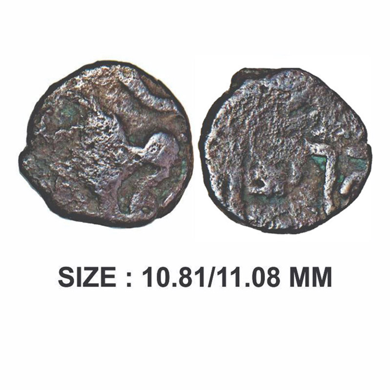 Gupta Empire, Ramagupta, (375-385 AD), Copper Unit, 0.85g, Obv: Lion seated in profile fac