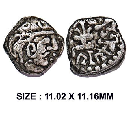 Guptas, Skandagupta, Silver Drachma, 1,89g, Fire Altar type, Obv: Bust of king facing to r