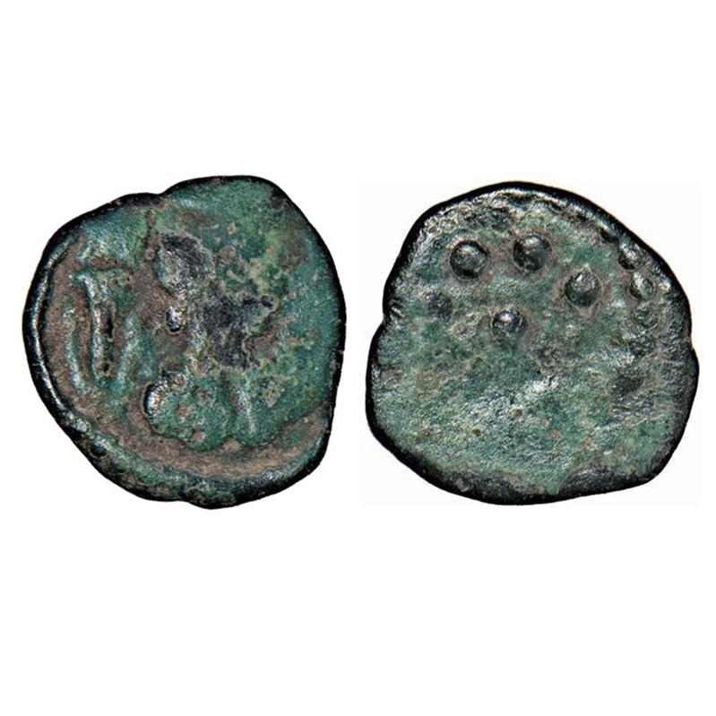 Post-Gupta, Kumara Gupta (415-450 AD), Copper Unit, 0.52g, Obv: Bearded bust facing left a