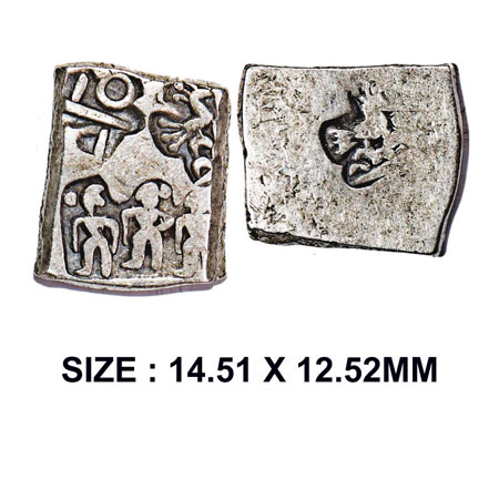 Punch Marked, Magadha Empire, Imperial Series, Silver Karshapana, 3.39g, Obv: Three human 