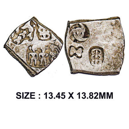 Punch Marked, Magadha Empire, Imperial Series, Silver Karshapana, 3.07g, Obv: Three human 
